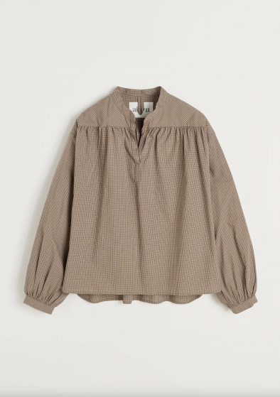 AIAYU — BLUZKA W DROBNĄ KRATKĘ