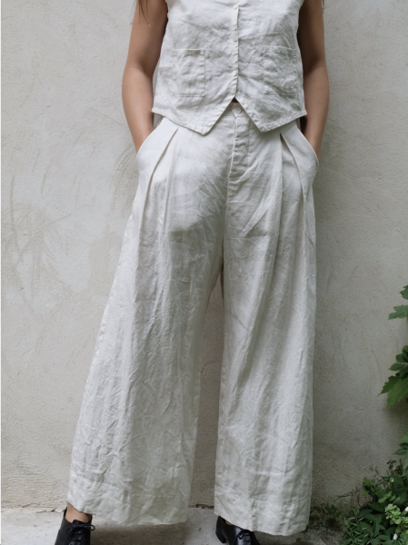 LNIANE SPODNIE Z ZAKŁADKAMI